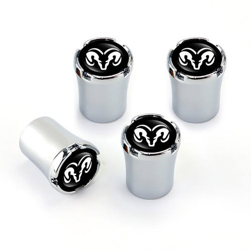 Set Tire Valve Stem Cap Wheel Rim Air Dust Covers Metal For RAM Chrome/Black