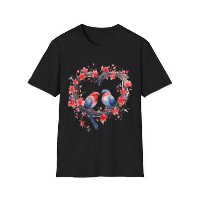 Romantic Bird Heart T-Shirt, Perfect for Couples, Gifts, Valentine's Day, Love,