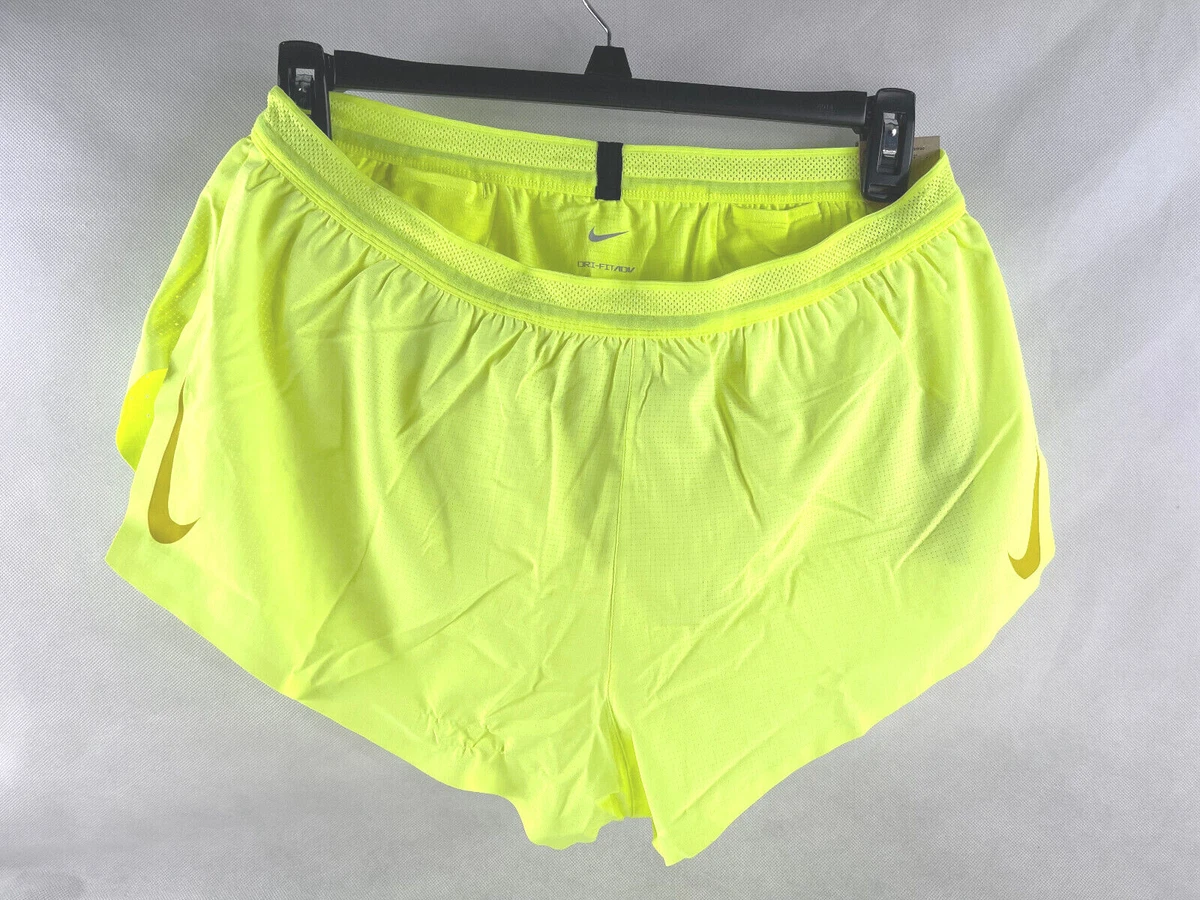 Nike AeroSwift 2 Flyvent Running Shorts Volt Men`s Size XL CJ7837-702