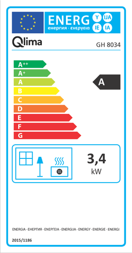 Qlima Stufa A Gas Da Interno 3,4KW Effetto Camino GH8034 Nero Con Regolatore Gas - Foto 6 di 8