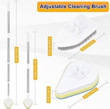 Scrubbing Brush Telescopic Bathroom Tile Cleaner with 3 Sponge and 1 Hard Brush