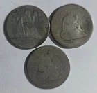 Lot of 3 Seated Liberty Quarters United States 90% Silver 1854, 1861, 1876,
