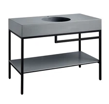 Anzzi Console Sink Frame with Glass Panel Bottom no knock-down MatteBlack