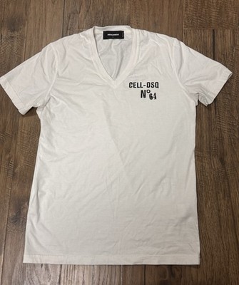 Dsquared2 Men s V Neck Slim White T Shirt Size L Large Made In Italy