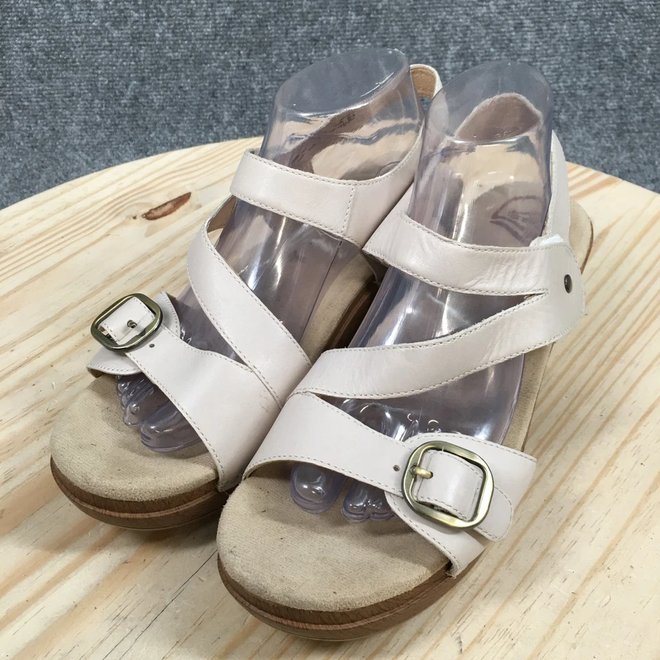 Sandalias Dansko para mujer 41 Shari con tiras de cuero beige a presión punta abierta tacones en bloque Foto 4 de 4