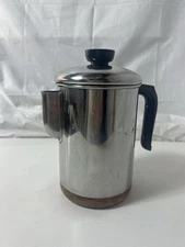 VTG Revere Ware Percolator Coffee Pot 1801 Double Ring Copper Clad No Insert