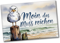 MöWe Aquarell Moin Spruch Souvenir Souvenir Magnet Maritim Dekomagnet FüR KüHlsc