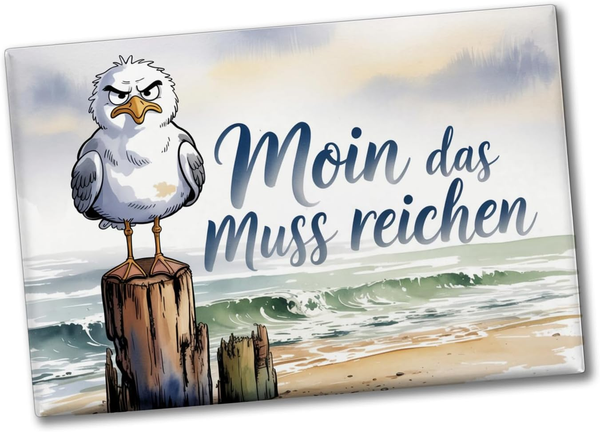MöWe Aquarell Moin Spruch Souvenir Souvenir Magnet Maritim Dekomagnet FüR KüHlsc-image