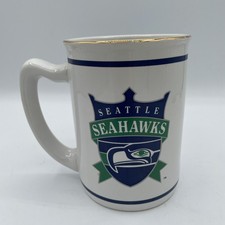 Taza de café de cerámica vintage de los 80 NFL Seattle Seahawks taza de vidrio - logotipo antiguo