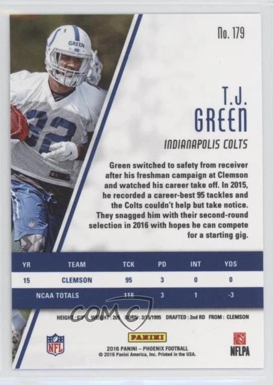 2016 Panini Phoenix Rookies Red TJ Green #179 Rookie RC - Image 2 of 2