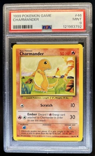 1999 Pokemon Unlimited Charmander Common #46/102 PSA 9