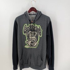 Vintage Gas Monkey Garage Graphic Fleece Full Zip Hoodie Gray Black Size L