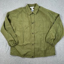 Athleta Lunar Sheen Shirt Button Down Women's Small Green Collared