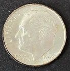1946-P Roosevelt Dime 90% Silver 10c US Coin Phila. Mint Circulated Low Shipping