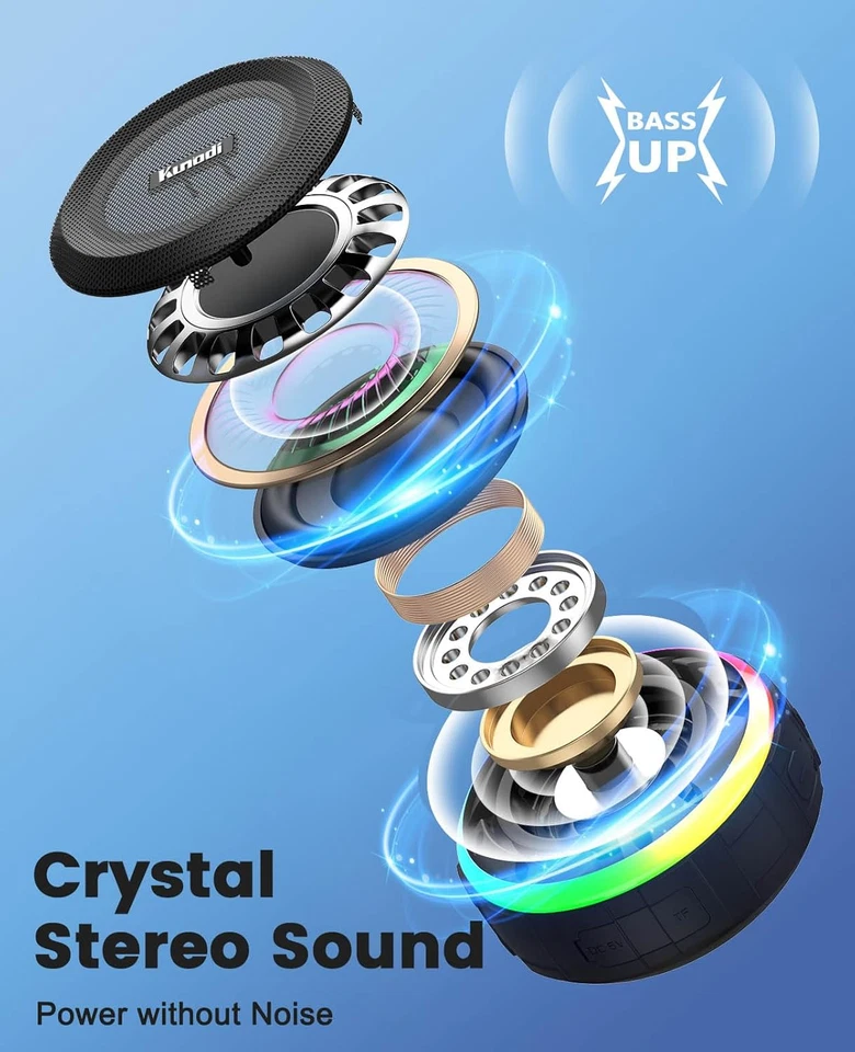 Kunodi Bluetooth Shower Speaker with IPX7 Waterproof, Dynamic Lights, Crisp Clea - Image 2 of 4