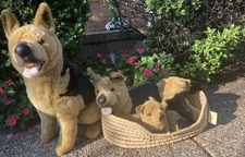 E & J Classic Prima Plush German Shepherd Family  Realistic Dad Mom & Pups