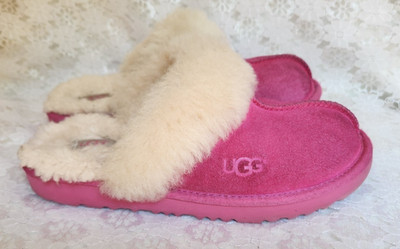 UGG SLIPPERS, Cozy II Pink Suede Slip On Shearling Lining, Kid's 3