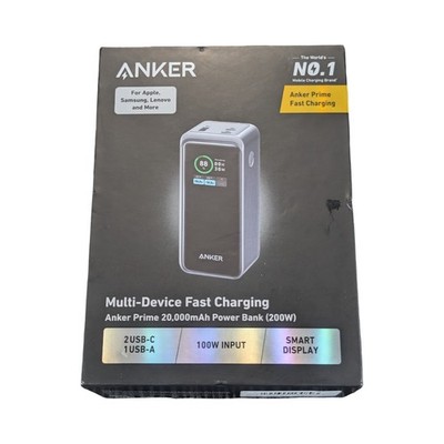 T6O Anker - Prime Power Bank w/ Smart Display (20000mAh, 200W, 3-Port)- Black.