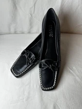 Women’s Franco Sarto Black Leather Square Toe Pump Heels •Size 8M Never worn