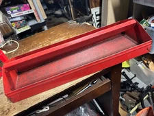 Vtg Metal TOTE Tool Box Carrying Tote Socket Caddy  17.25"x 6 7/8" Mechanic Tray