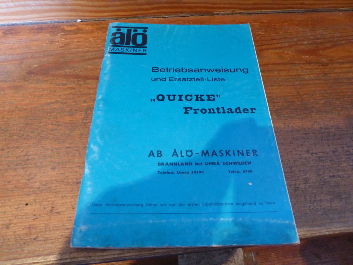 Alte Bedienungsanleitung und Ersatzteilliste Al Quicke Frontlader | eBay