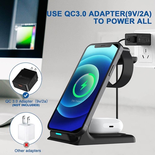 30W Fast Wireless Charger Stand Dock Pad For iPhone 15 13 Pro 14 12 Samsung S24+ - Picture 7 of 23