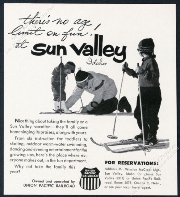 1959 Sun Valley ski area little kids father skiing photo vintage print ad