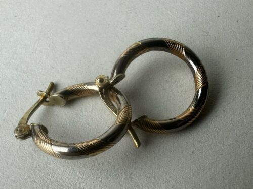 9ct .375 White & Rose Gold Circular Earrings Available Worldwide - Picture 2 of 7