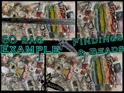 60 bags HUGE MIX Jewelry DIY LOT    Great Stater Kit    Beads & Findings