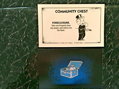 Monopoly   CHEATERS EDITION   Foreclosure   COMMUNITY CHEST CARD  2017  MINT