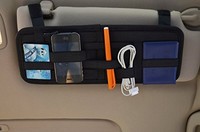 Sun Visor Organizer Multi Purpose Cards Cellphone Pen Cable Nylon Flexible Black on sale Sun Visor Organizer Multi Purpose Cards Cellphone Pen Cable Nylon Flexible Black on sale