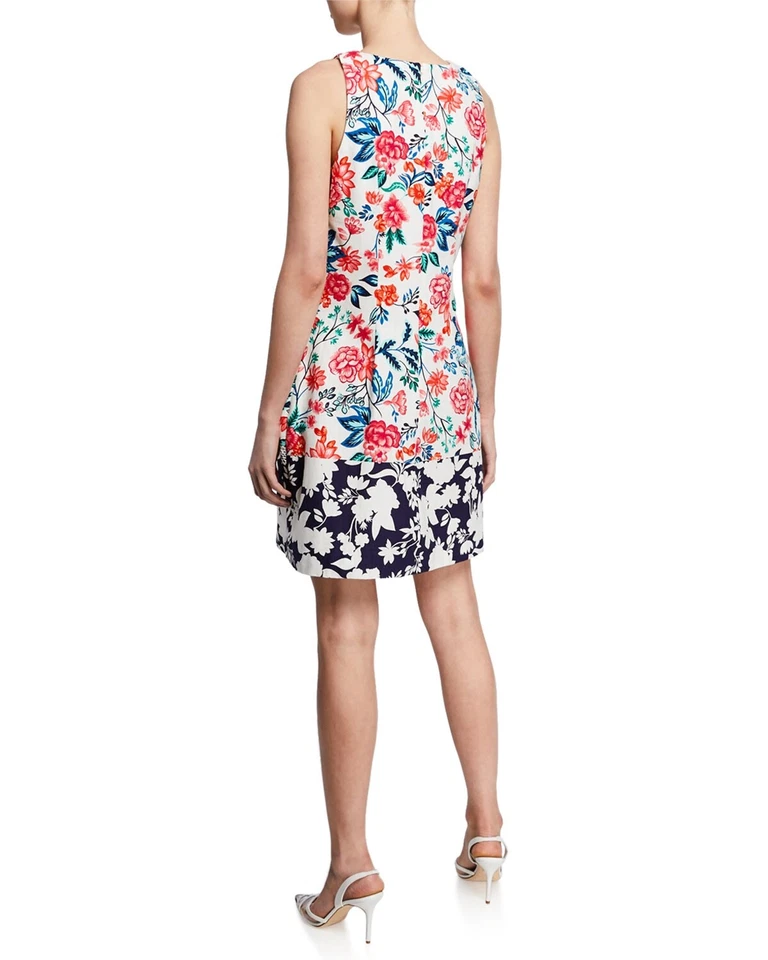 Eliza J Floral-Contrast Embroidered A-Line Dress Sz. 6 (White) 149299 - Image 2 of 2