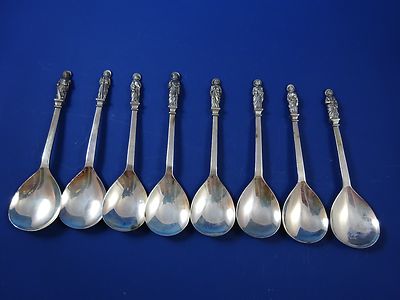Group of English Sterling Silver Apostle Spoons Made in