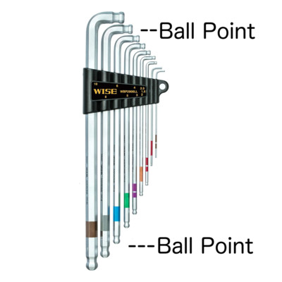 WISE DOUBLE BALL HEX WRENCH WBP-2900LL SET of 9 (1.5/2/2.5/3/4/5/6/8/10mm)