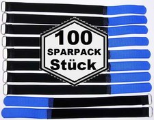 100x Cable Hook and Loop 300 x 20mm Blue Cable Hook and Loop Tape Fastener Cable Ties Hook and Loop