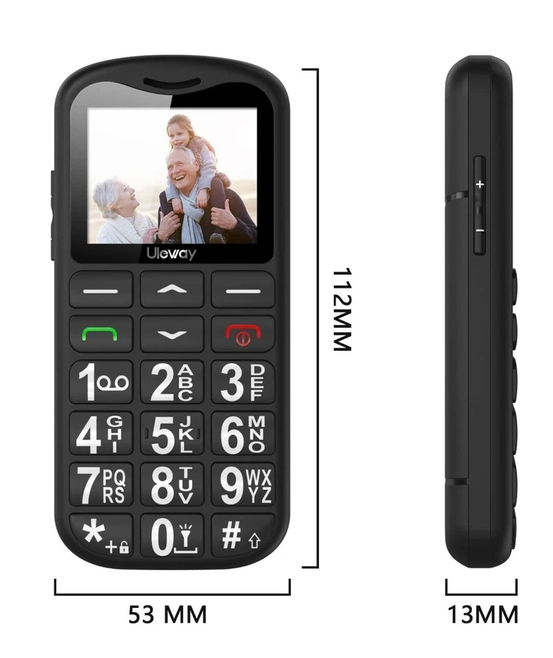 Teléfono Móvil Ukuu Botón Grande para Ancianos Fácil de Usar Teléfono Móvil Básico SIM  Foto 3 de 4