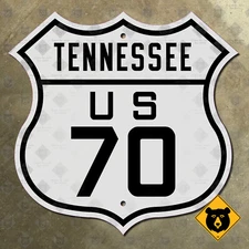 Tennessee US Route 70 highway marker 1926 road sign Memphis Nashville 12x12