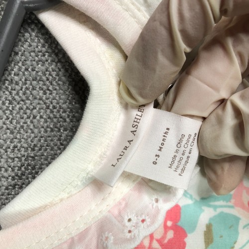 Laura Ashley Romper Baby Girls 0 3M Months Pink Floral Eyelet Lace Long Sleeve - Picture 5 of 9