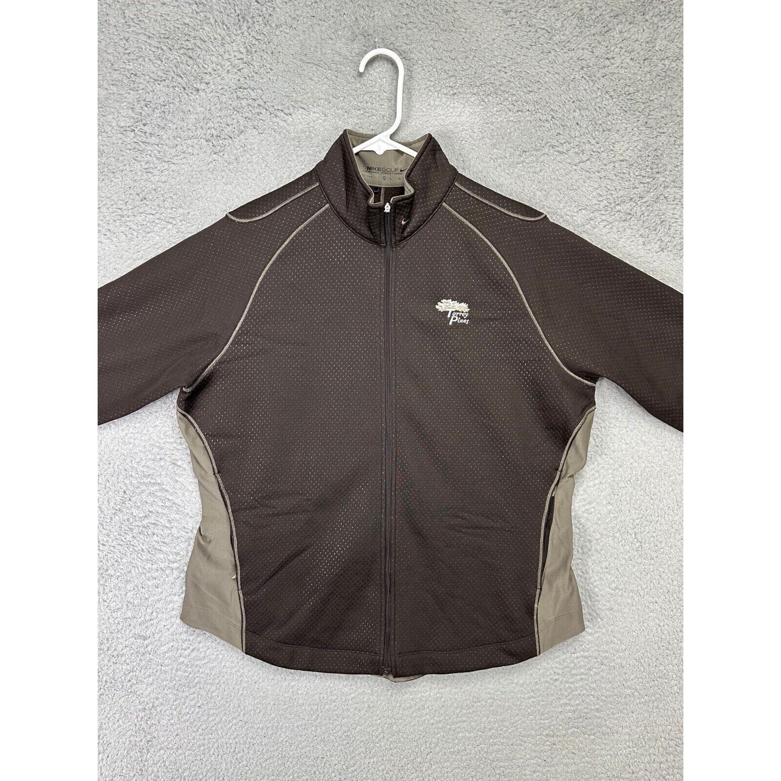 SACAI X NIKE Giacca da golf Nike donna XL Therma Fit marrone Torrey Pines foderata in pile zip intera