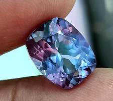 6.50 Ct Certified Natural Bi-Color Changing Sapphire Cushion Cut Loose Gemstone
