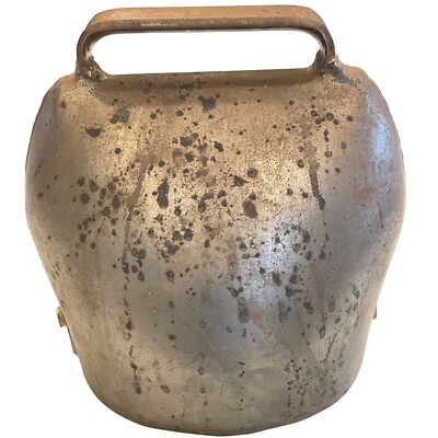 Antique J Furmann Bulle Swiss Cow Bell Large Metal w/ Handle