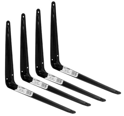 4 Pcs 10'' x 12'' inch Utility Metal Wall Shelf Corner Bracket Support (BLACK)