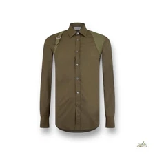 Alexander McQueen Harness Khaki Cotton Shirt Men’s Size 16 Slim Fit