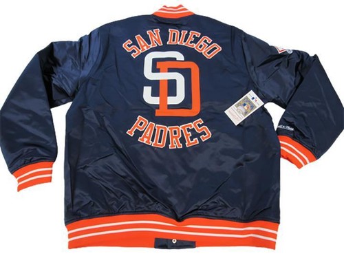 San Diego Padres Mens Mens Mitchell & Ness Heavy Satin Button Snap Jacket $150 - Picture 2 of 12