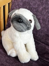 Cute Cream  Gray Plush PUG Puppy Dog Stuffed Animal   9.5 inches high x 9.5 inc