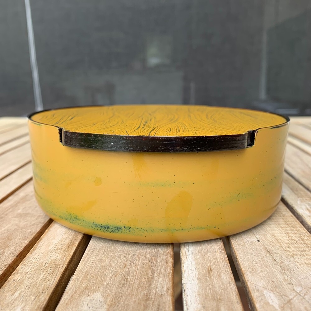 Bento Box Japanese Enamel Metal Lunch Container Dish Resin Lid Japan