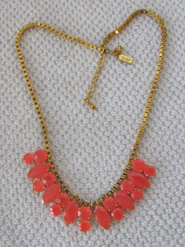 Kate Spade Gold plated Pink Crystal Bib Statement Necklace P9 - Picture 1 of 3