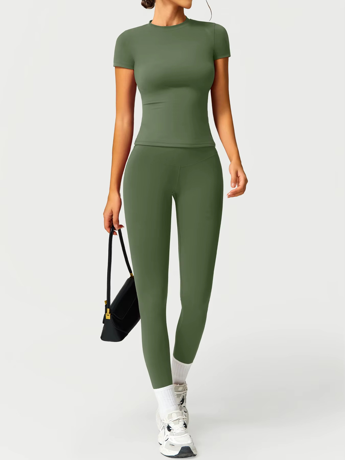 2PCS Yoga Suit Sports Set Quick-Drying Gym Tracksuit Running Wear For Women NEW