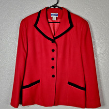 Pendleton Wool Blazer Size 16 Red w/ Black Trim 5 Buttons Vintage 90's Women's