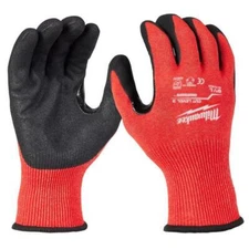 Milwaukee Cut Level 3 Unisex Elasticated Knit Dipped Gloves Black/Red Large